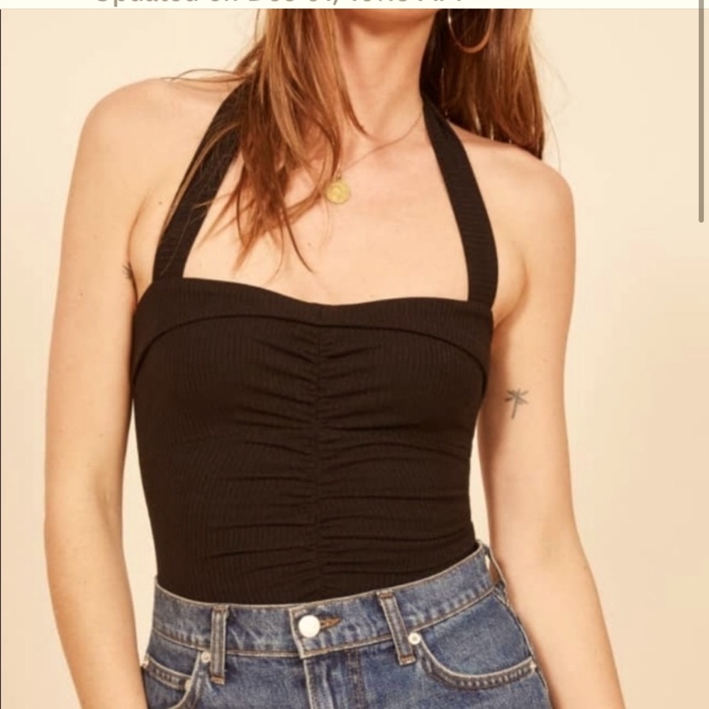 NWT Reformation black halter bodysuit